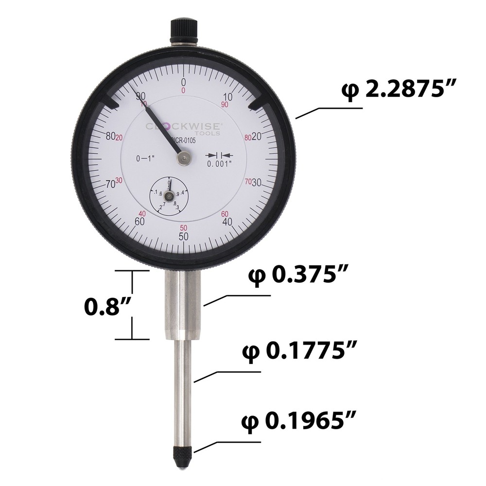 Clockwise Tools Dial Indicator with Magnetic Base Holder Stand, DIMR-0105...