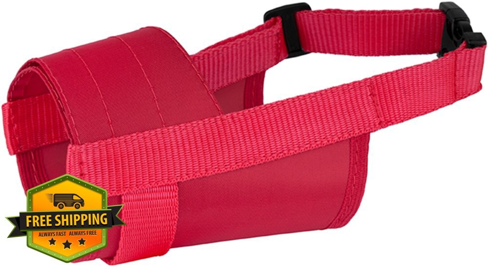 CollarDirect 2 Red S Nylon Dog Muzzle Anti Barking Biting Adjustable Soft