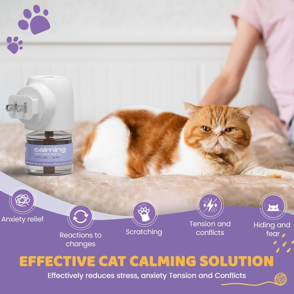 BUDDYJOY Cat Calming Diffuser Refills – Long-Lasting 30-Day Formula, Cat Pher...