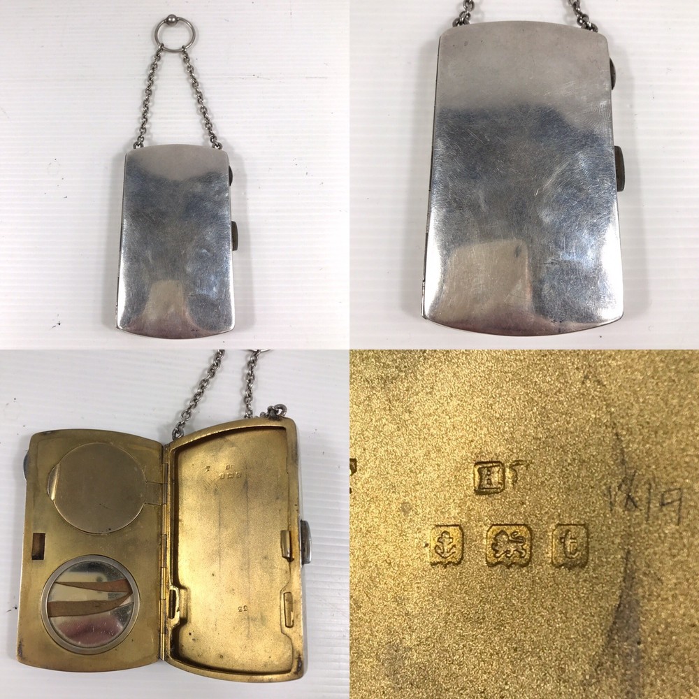 Antique Solid Silver Compact Combination Cigarette Case Henry Matthew's 1918 A/F