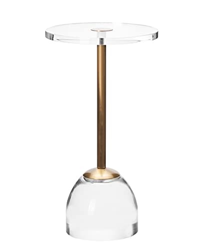 Clear Acrylic End Table,Brushed Brass Metal,Side Table for Brushed Brass +Clear