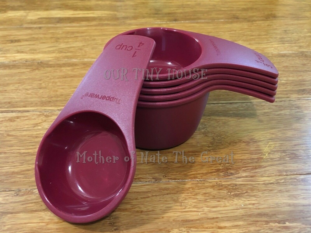 Tupperware Measuring Cups Set 6 Nesting Scoops Vineyard Burgundy Baking Tools