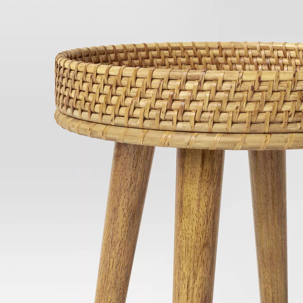 Round Natural Woven Accent Table (FA) - Threshold