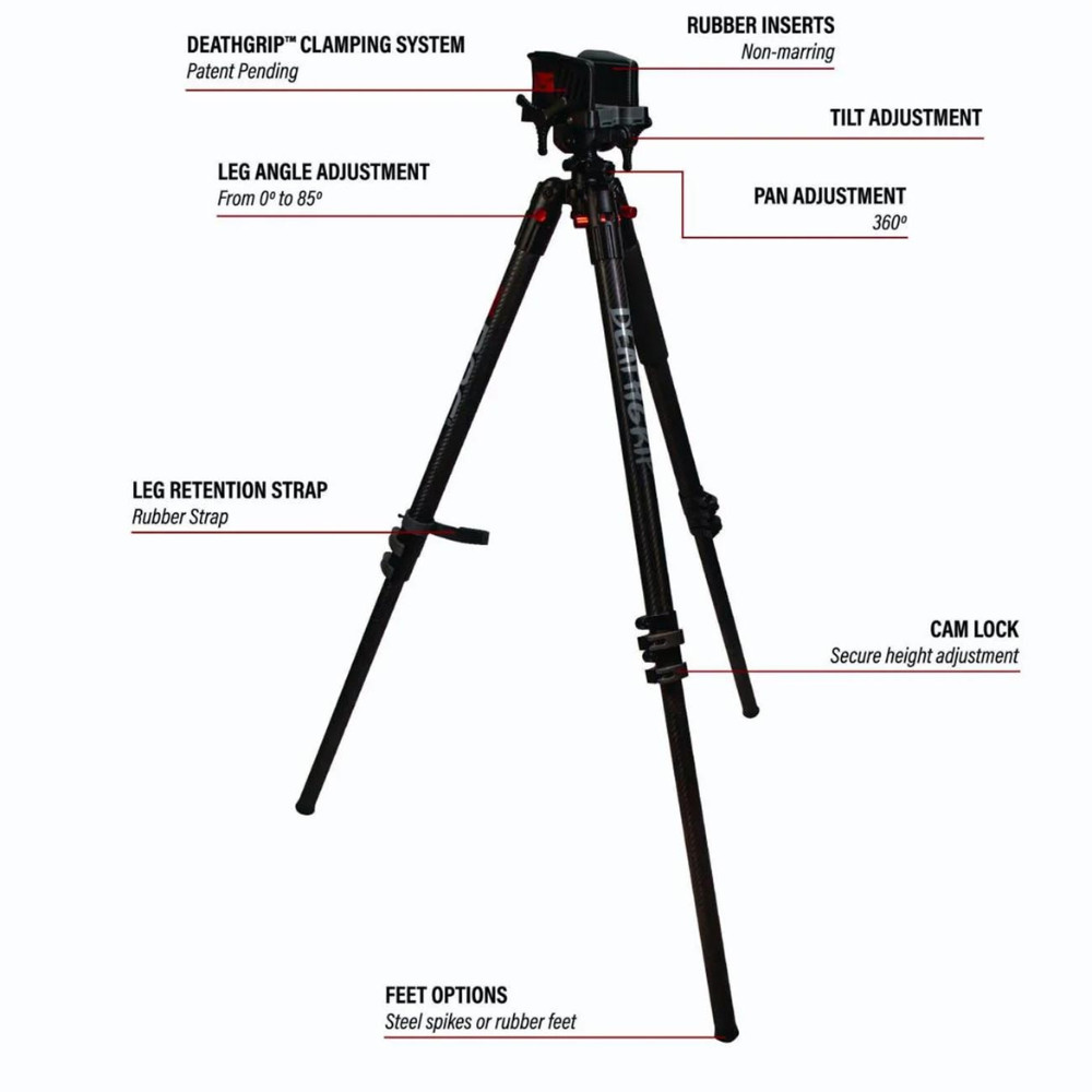 BOG DeathGrip Clamping System Carbon Fiber Tripod Adjustable Legs up to 7 to 53"