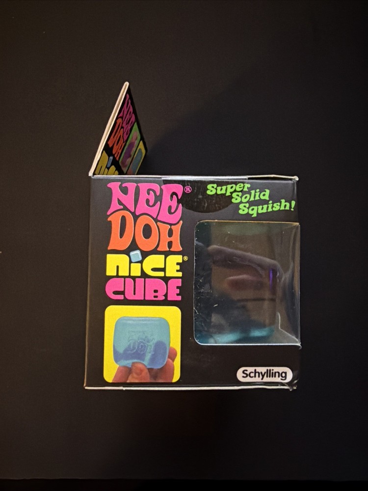 Schylling NeeDoh Nice Cube BLUE Sensory Squeeze Toy Super Solid Squish AUTHENTIC