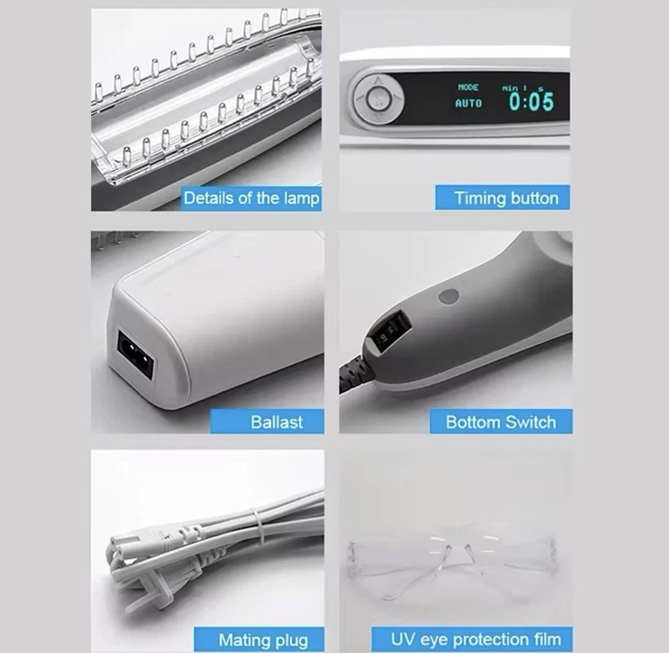 YK-6000B-T UVB Phototherapy Lamp UV311 Light Therapy w/ Philips Bulb & Goggles