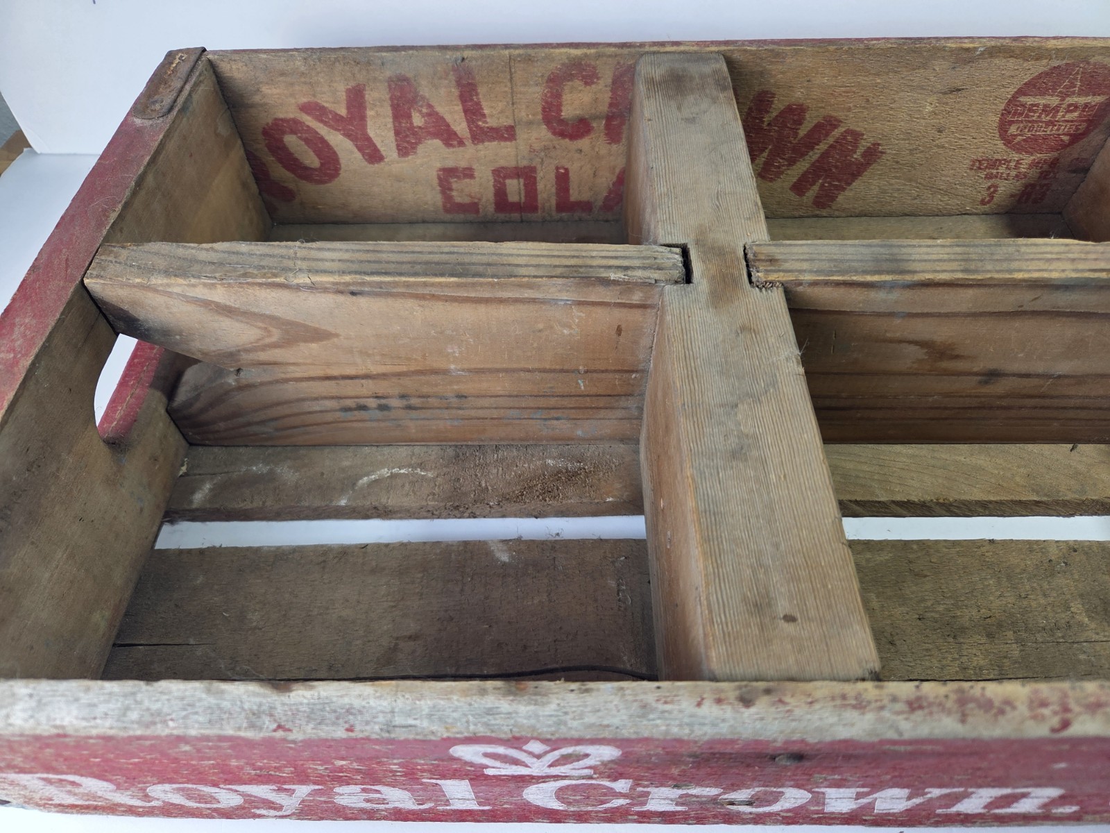 Vintage Royal Crown Cola Wooden Crate – Temple Texas – Original RC Soda Case