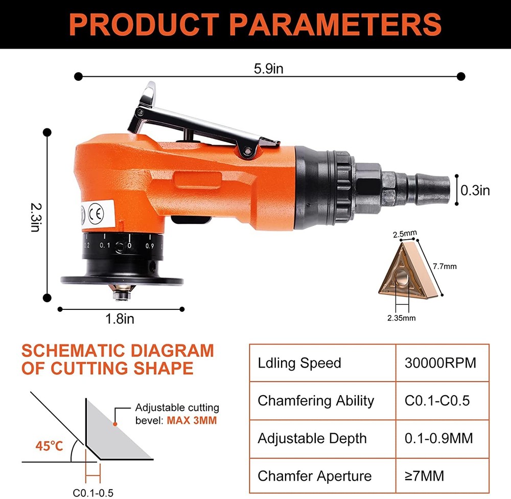 Mini Pneumatic Chamfering Machine Portable Trimmer Straight Deburring Hand Tool