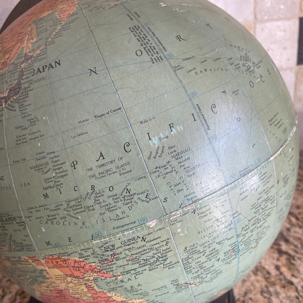 Vintage REPLOGLE 12 inch reference globe Made in USA year unknown