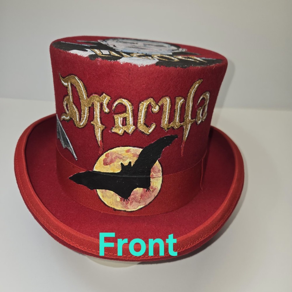 Hand Painted, Red Dracula Top Hat