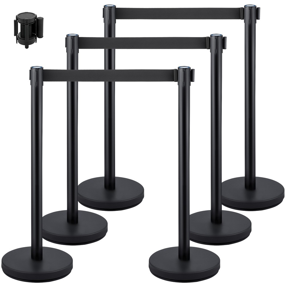 Uimoso 6Pcs Stanchion Queue Posts Stand Rope Retractable Crowd Control Barrier