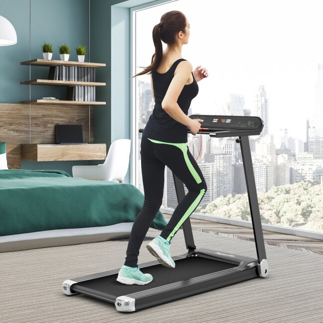 Folding Compact Walking Running Machine Electric Treadmill w/APP Control Speaker