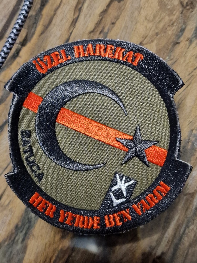 TURKISH FLAG PATCH COMMANDO SPECIAL UNIT (ÖZEL HAREKAT) 8CM DIAMETER
