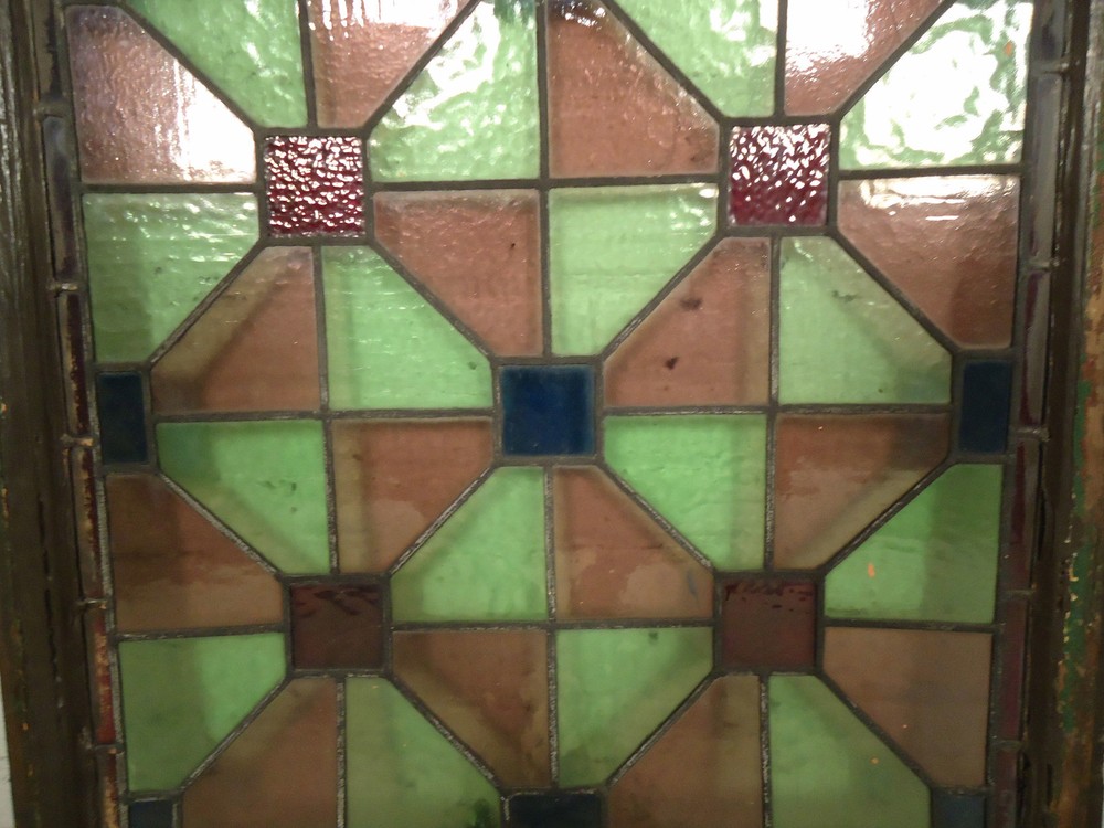 Vintage Stained Glass Window Panel (2034)NS
