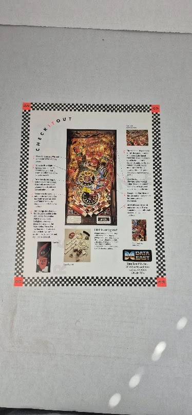 Checkpoint Data East Pinball Flyer / GOOD