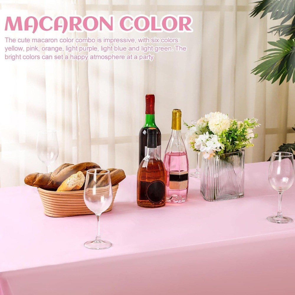 Rainbow Pastel Plastic Tablecloths 12 Pack Disposable Rectangular Table Covers