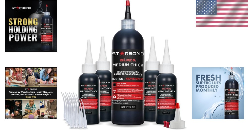 Black CA Super Glue Kit - 16oz Refill