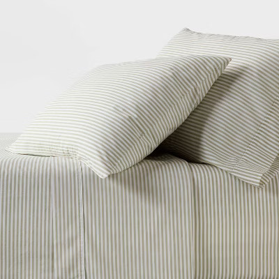 Threshold 250 Thread Count Organic Cotton Percale 4-Piece Sheet Set