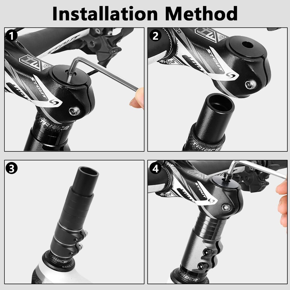 Bike Stem Riser Adjustable Bicycle Handlebar Extender Increases Bar black 5.3"