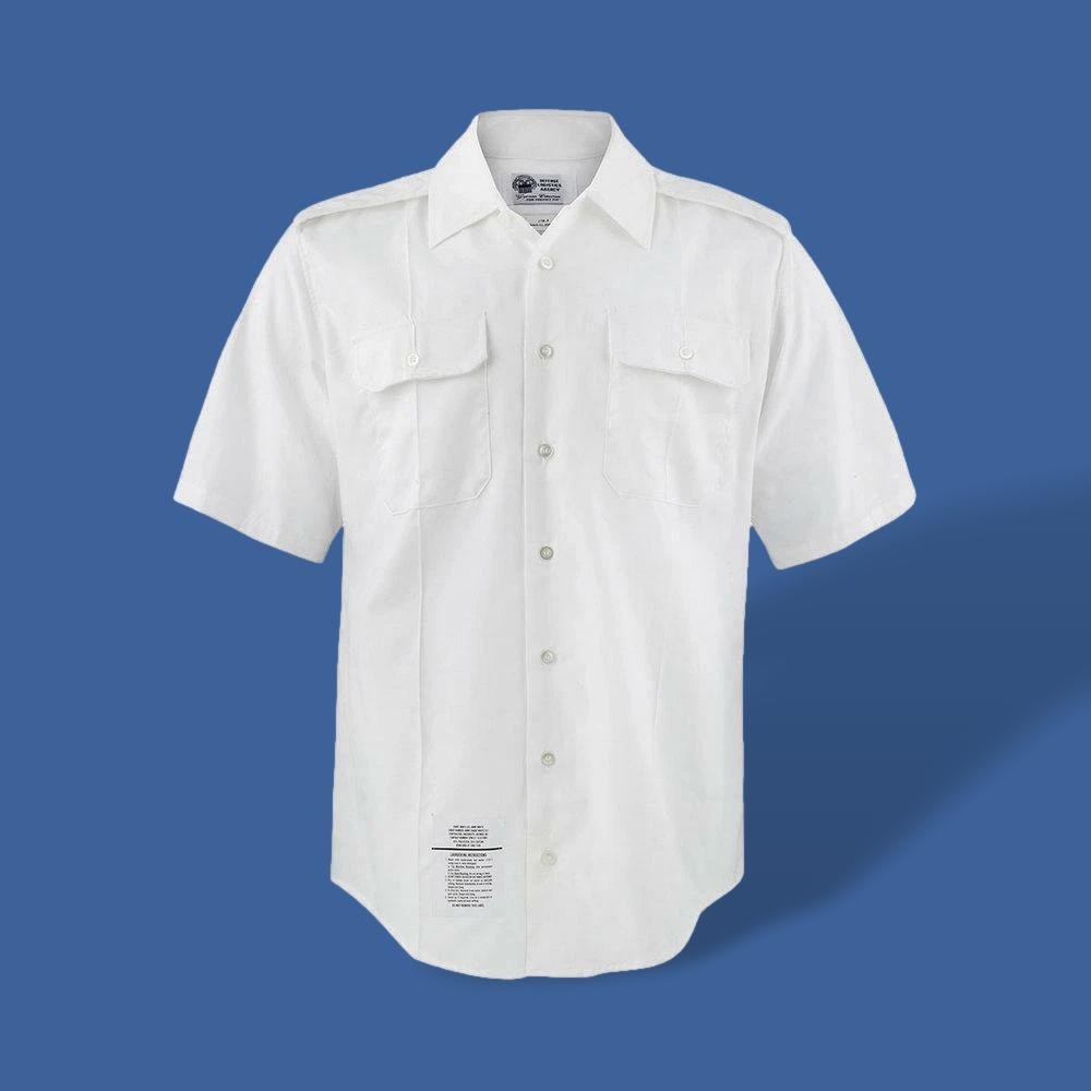 U.S MILITARY ISSUE ARMY MEN'S WHITE DRESS SHIRT SHORT SLEEVE LARGE SIZE 17 NEW