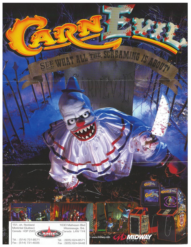 Carn Evil by Midway Arcade Flyer / Brochure / Ad /
