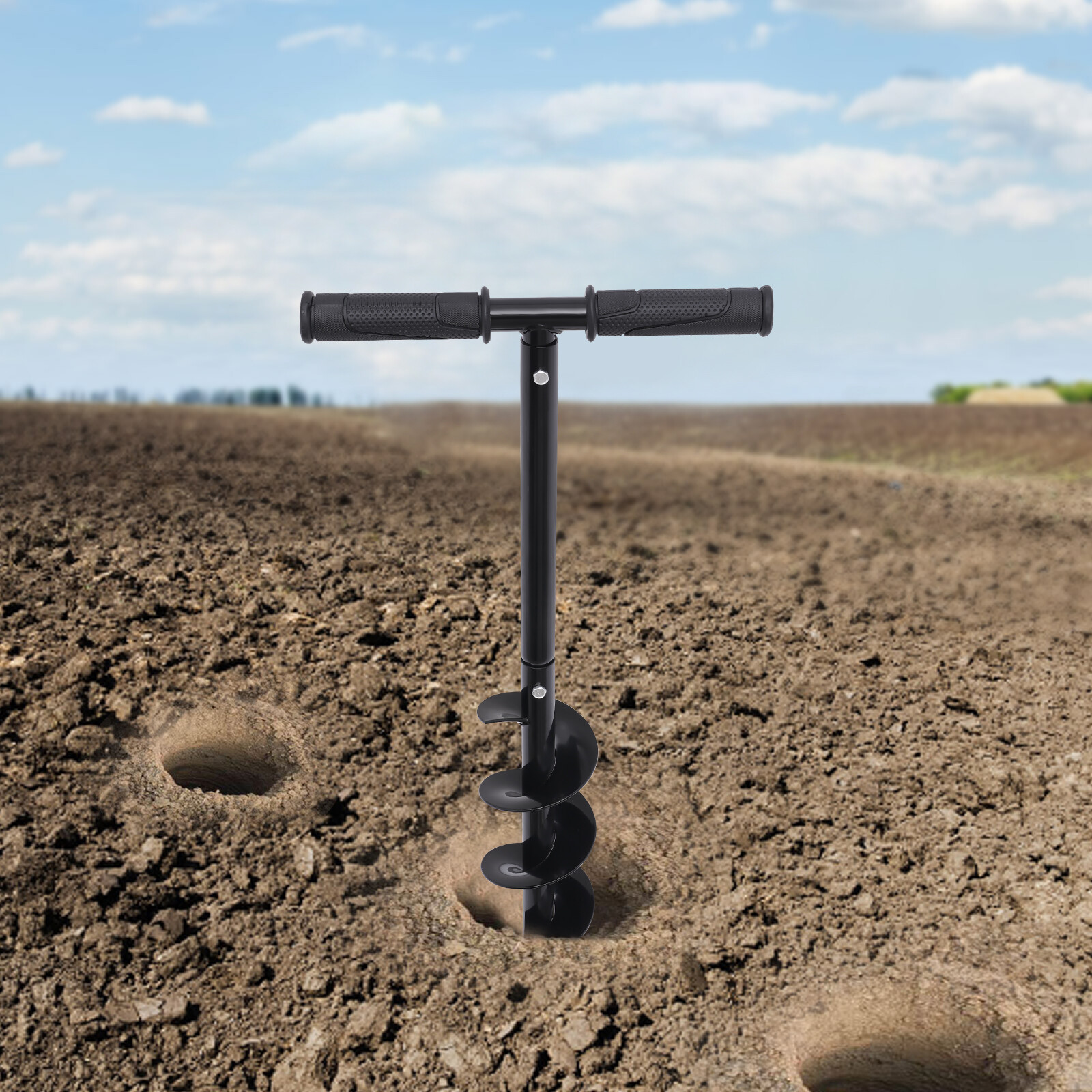 Hand Post Hole Digger T-Handle Manual Earth Auger for Planting