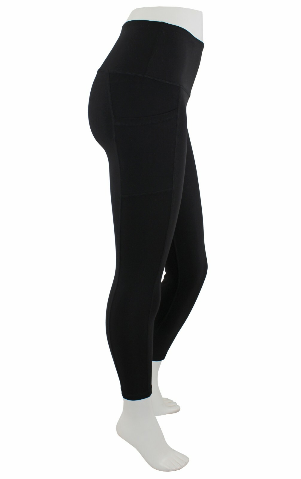 Yogalicious Lux Womens Yoga Legging Pants High Waist Side Pocket Black 7/8 Ankle