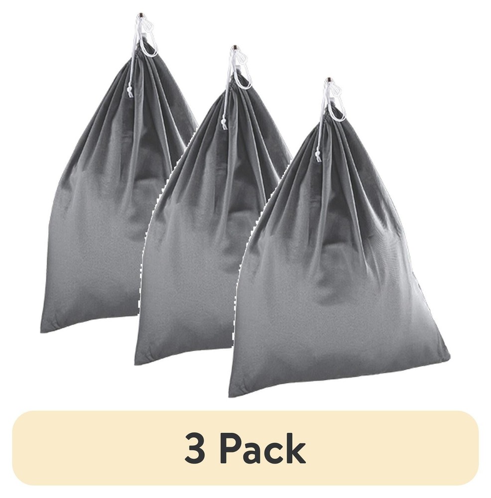 Mainstays Polyester Cotton Laundry Bag, Drawstring Gray Durable