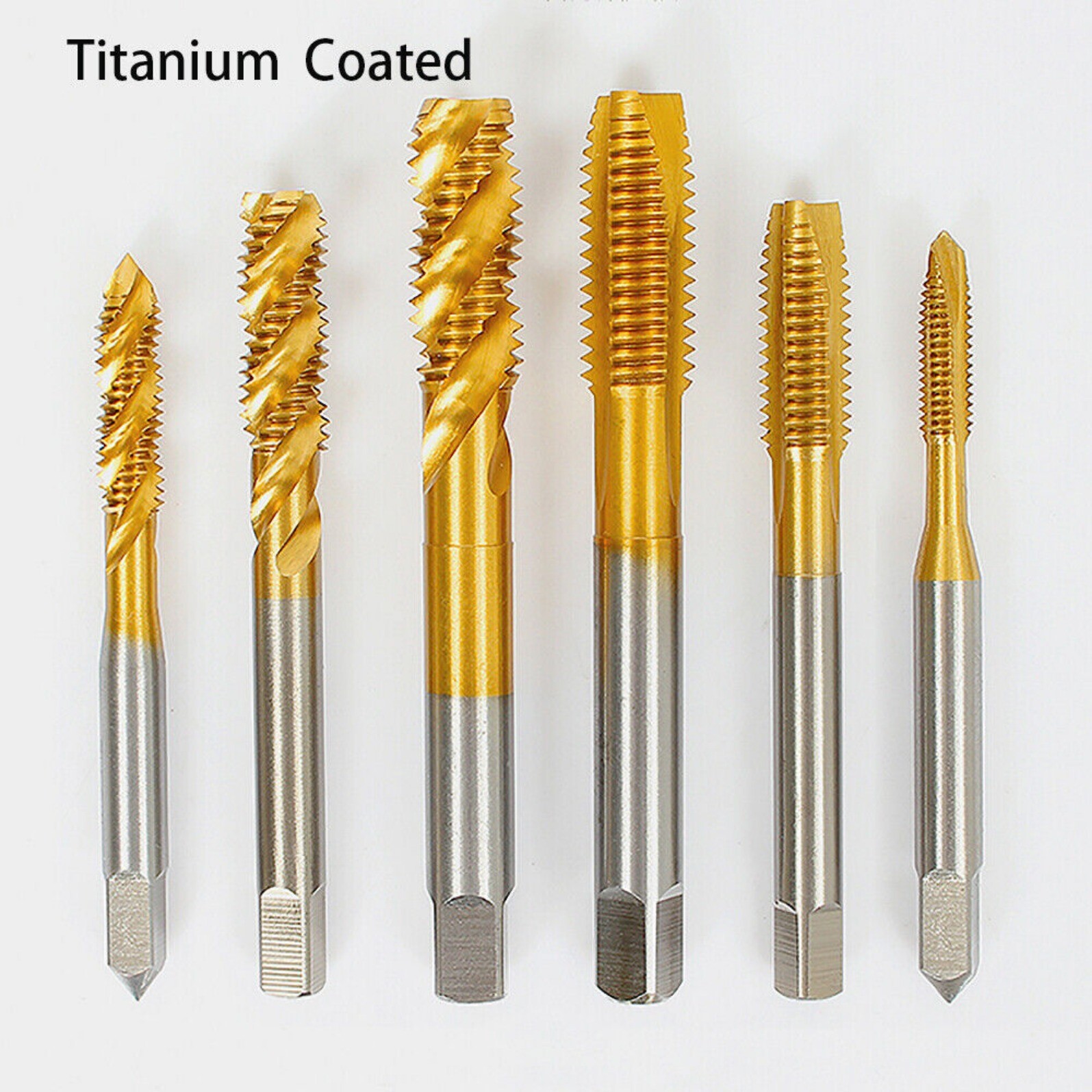 Spiral Flute Point HSS Machine Thread Taps Set TiN Coated / HSS-Co Cobalt M2-M12