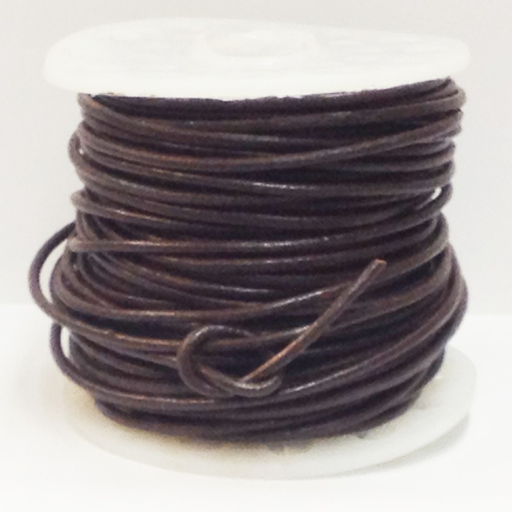 Round Leather Strings 2mm  Red Brown 25 yards