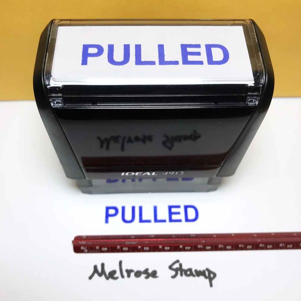 Pulled Rubber Stamp Blue Ink Self Inking Ideal 4913