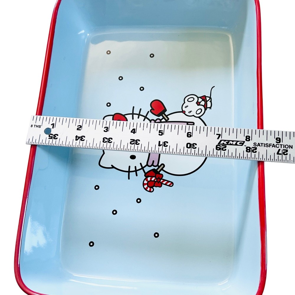 Hello Kitty Rectangular Baking Pan 12x8" Christmas Snowman Ceramic Casserole New