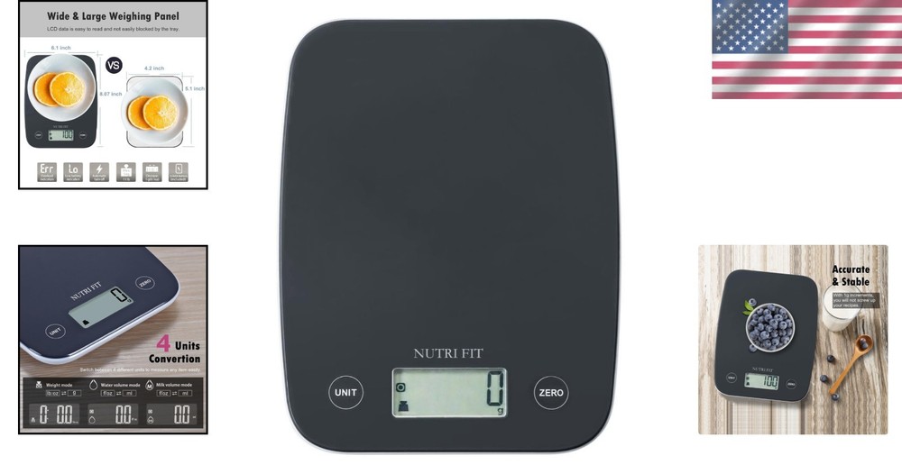 Precision Digital Kitchen Scale - 11lb Capacity, Tare Function & LCD Display