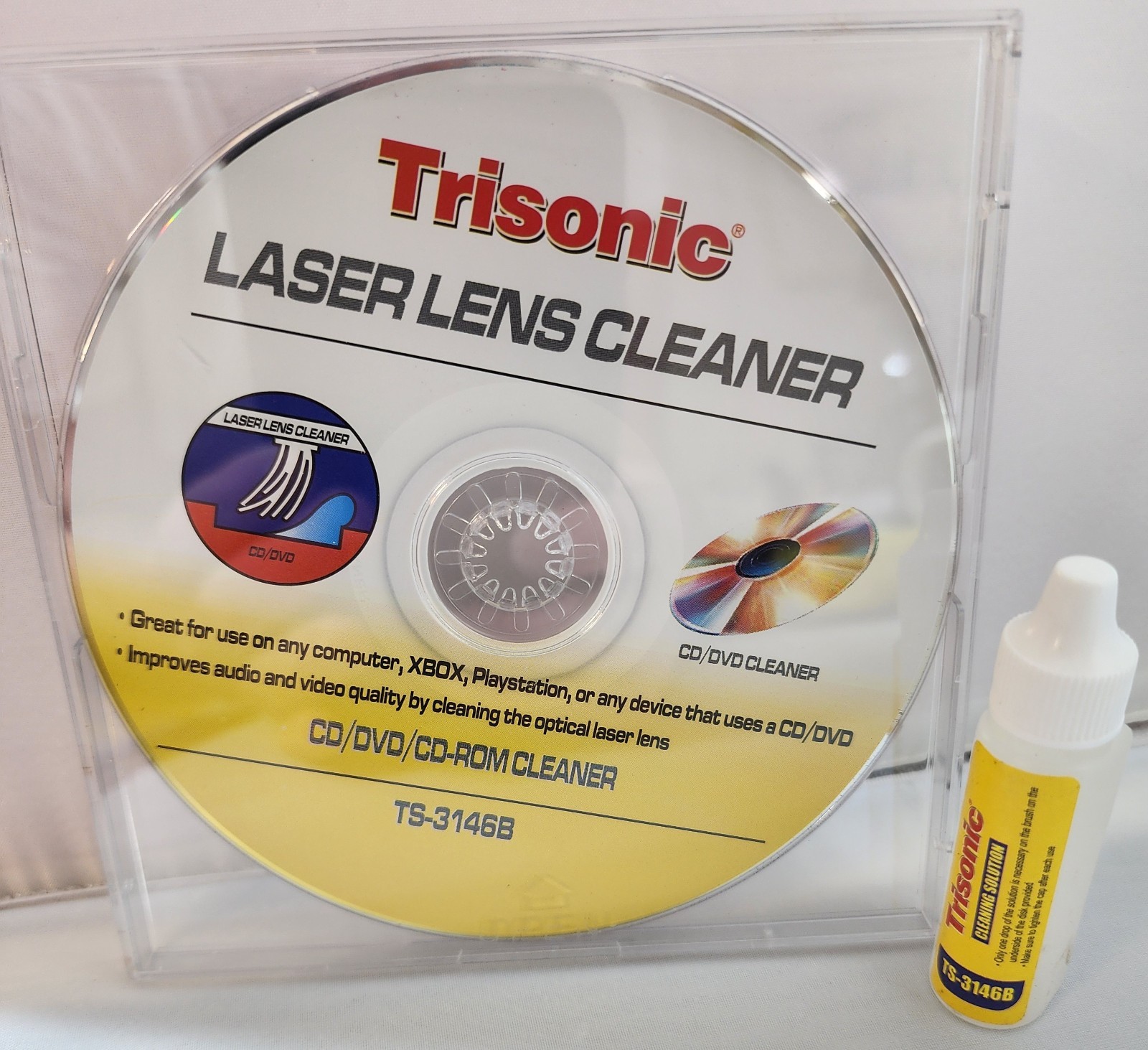 3 Pack DVD Player Lens Cleaner Disc with Cleaning Solution Laser Lens Cleaning