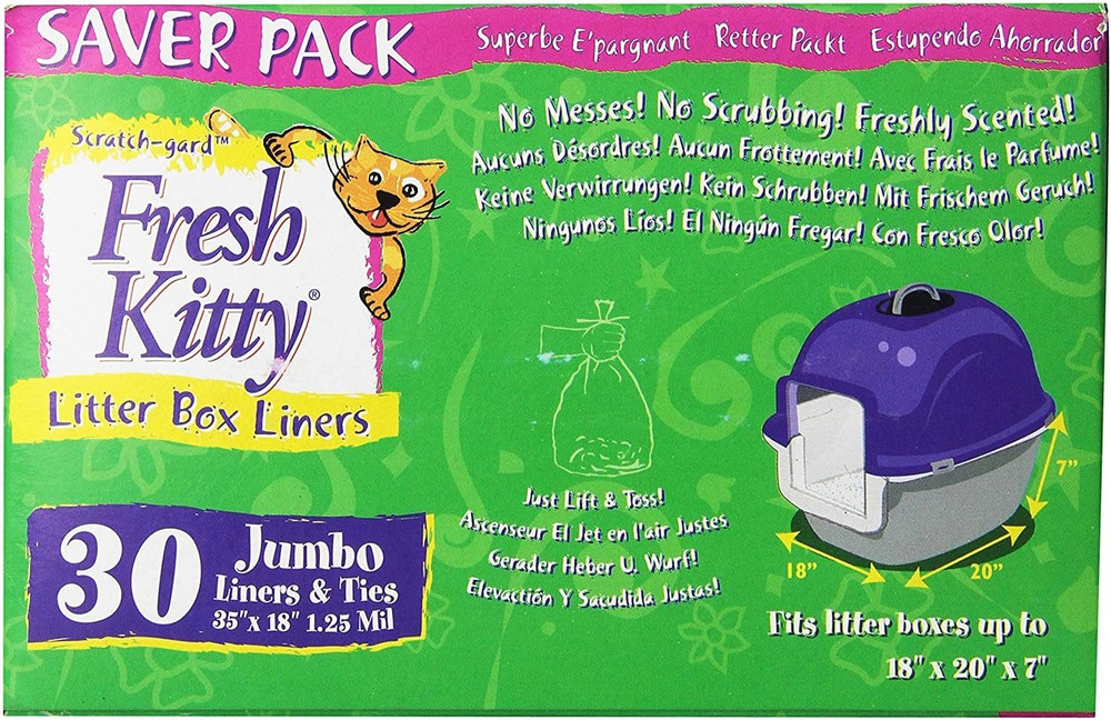 Super Thick 30 Count Kitty Litter Box Liners - Durable & Easy Clean Up!