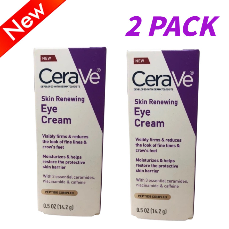 2 PACK Cerave Skin Renewing Eye Cream for Wrinkles Peptide’s Niacinamide 0.5oz
