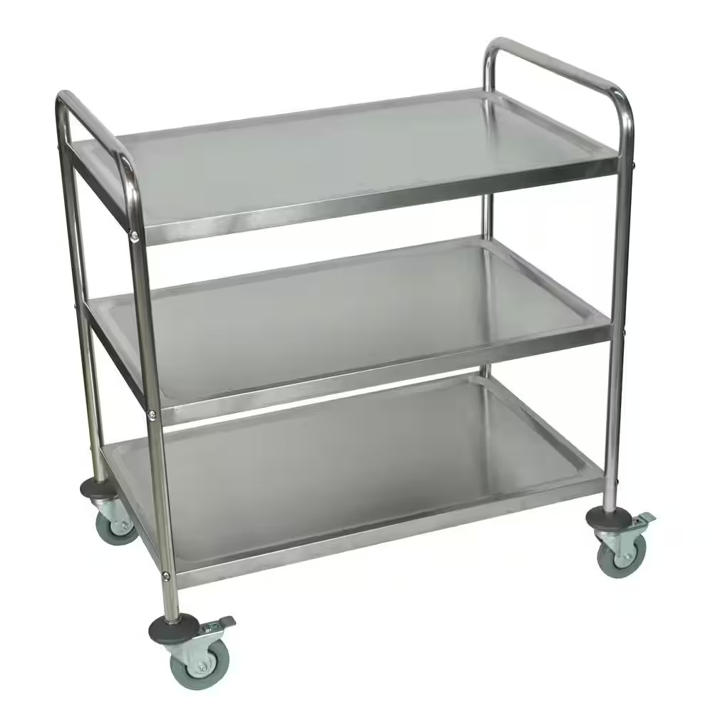33 In. X 21 In. 3-Shelf Stainless Steel Cart in Silver