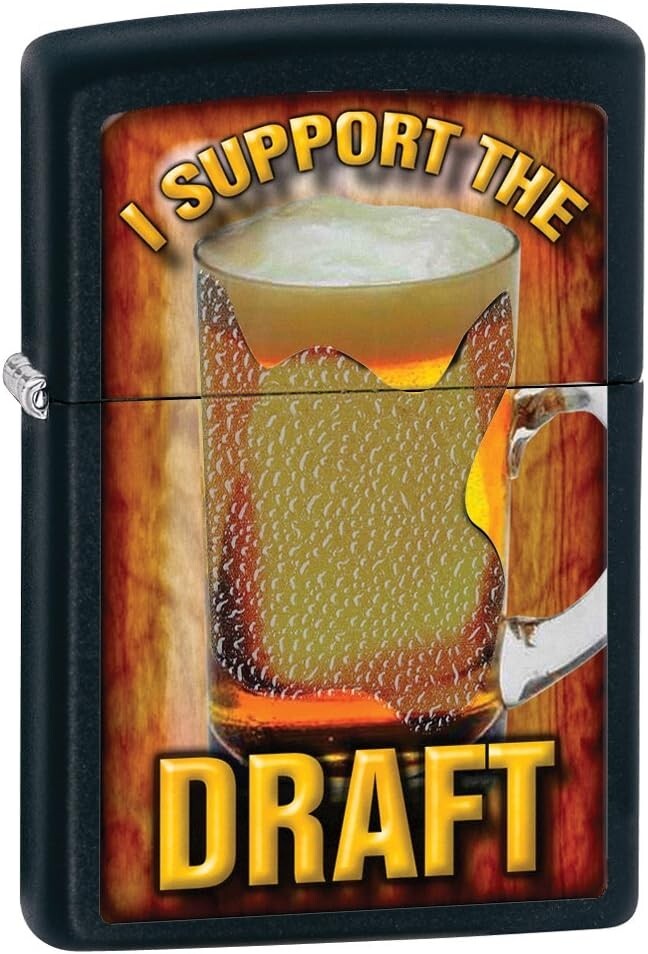 Zippo Black Matte I Support The Draft Lighter 28294