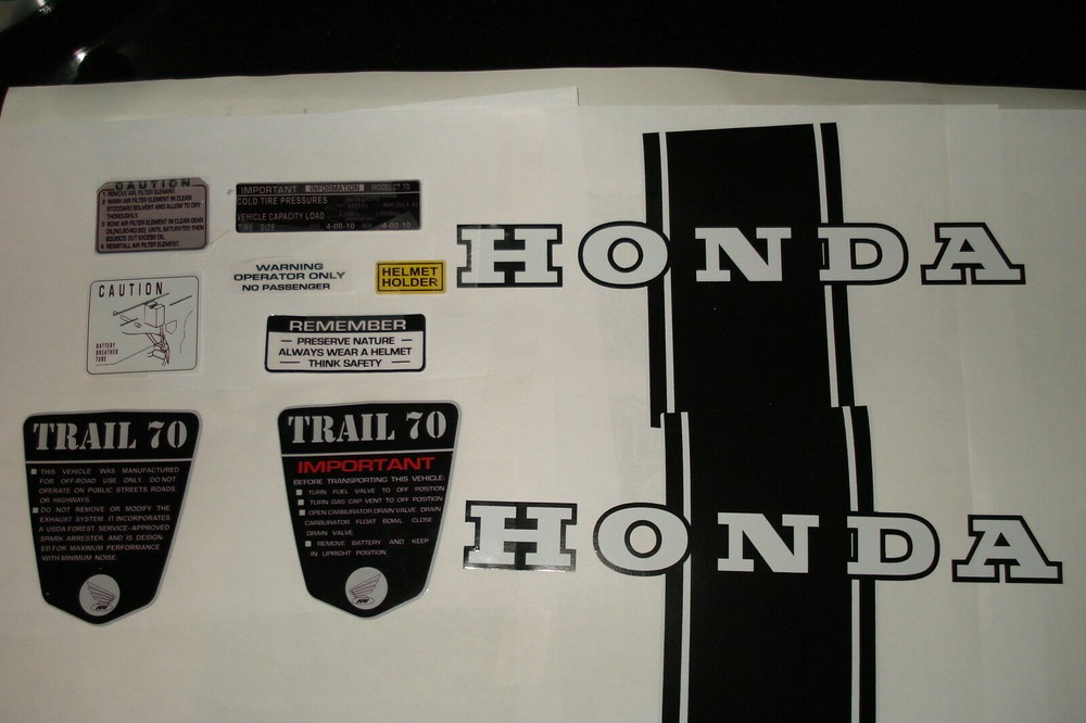 CT70 Trail CT70 KO Frame Decals,  Complete Set