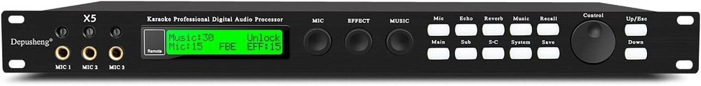 High-Quality Karaoke Audio Processor with 3 Microphone Channels and EQ Control=