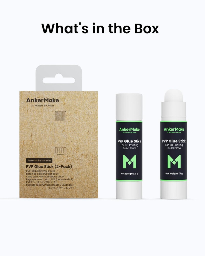 AnkerMake PVP Glue Stick Compatible with AnkerMake 3D Printer (2 Pack）
