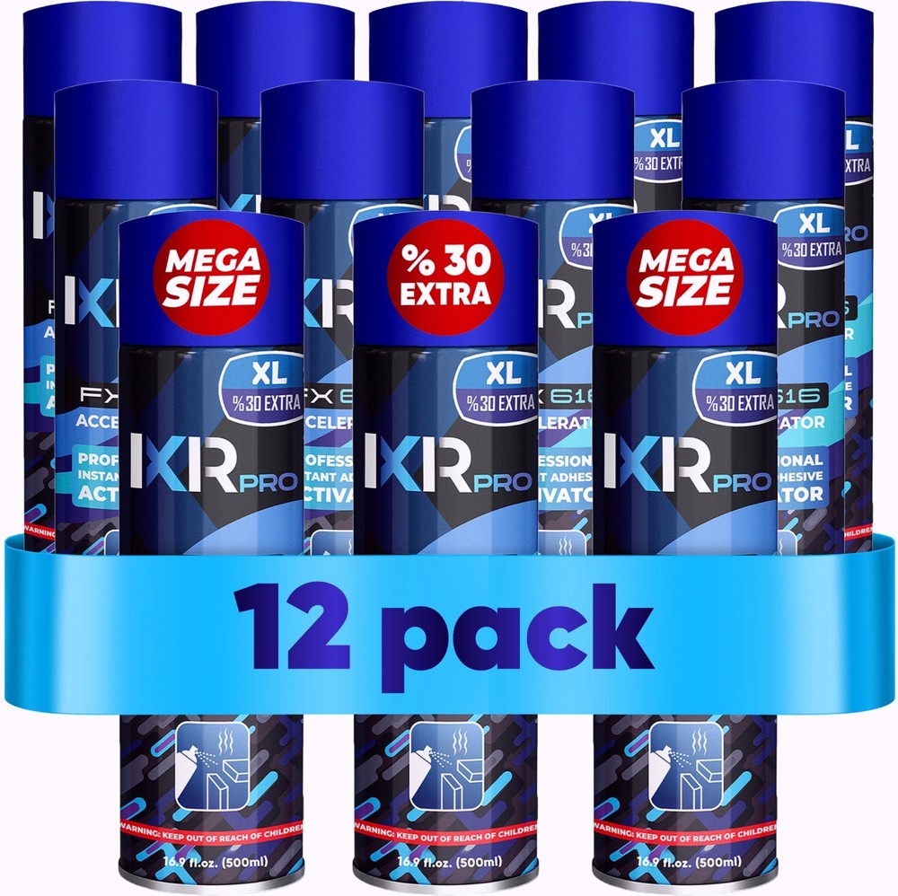 ixirpro CA Glue Activator Spray (12x16.9 oz)– Super Glue Accelerator for Bonding
