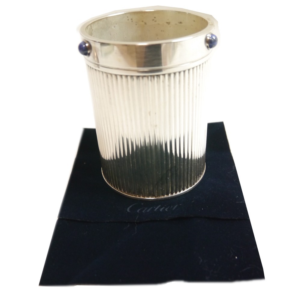 Authentic Cartier Pencil case folder lapis lazuli Metallic #4445