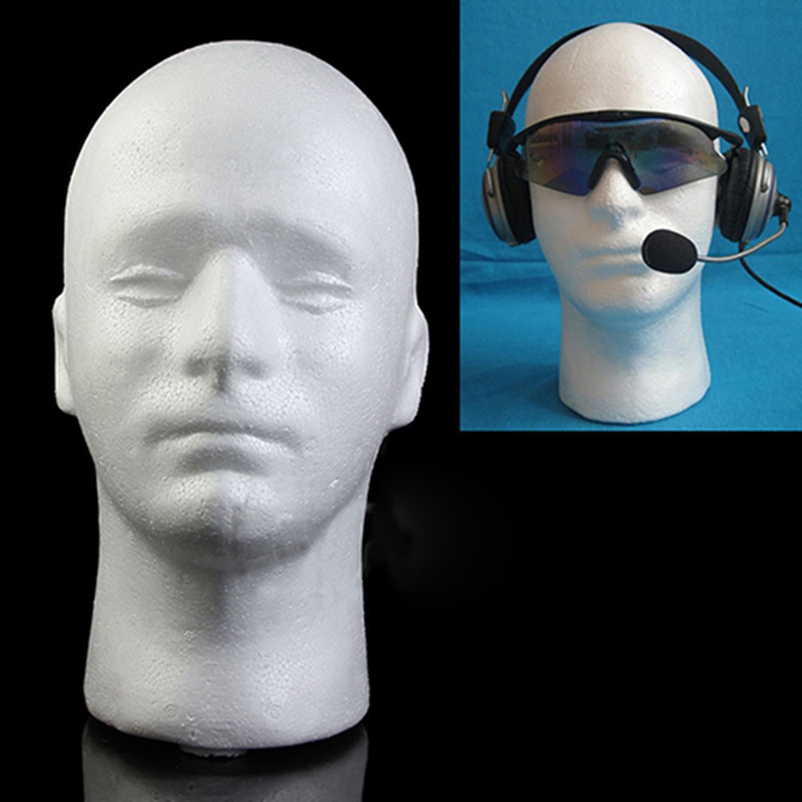 Male foam 1PC White MANNEQUIN head holder stand display wig hat glasses 11"
