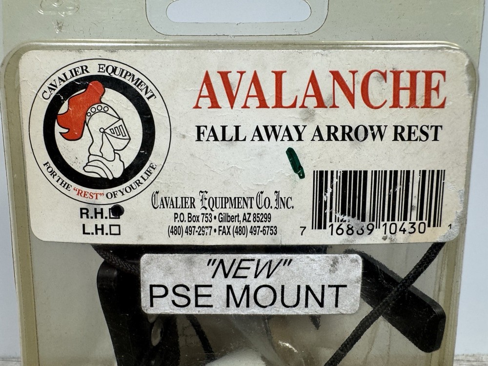 VTG Cavalier Avalanche Archery Bow Fall Away Arrow Rest Right Hand RH PSE Mount
