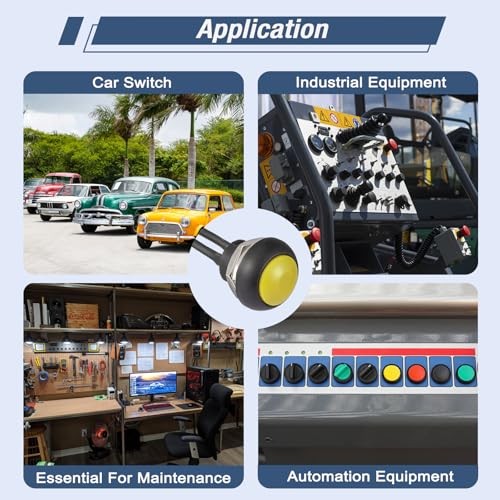 12MM Momentary Push Button Switch ON Off Round Mini Waterproof Push 6Pcs Yellow