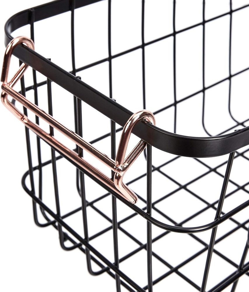 Stackable Metal Wire Rectangular Storage Baskets for Kitchen, Bathroom or Pantry