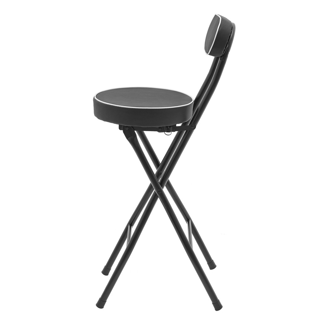 2PCS Bar Stool Portable Folding Stool Padded Folding High Chairs Black