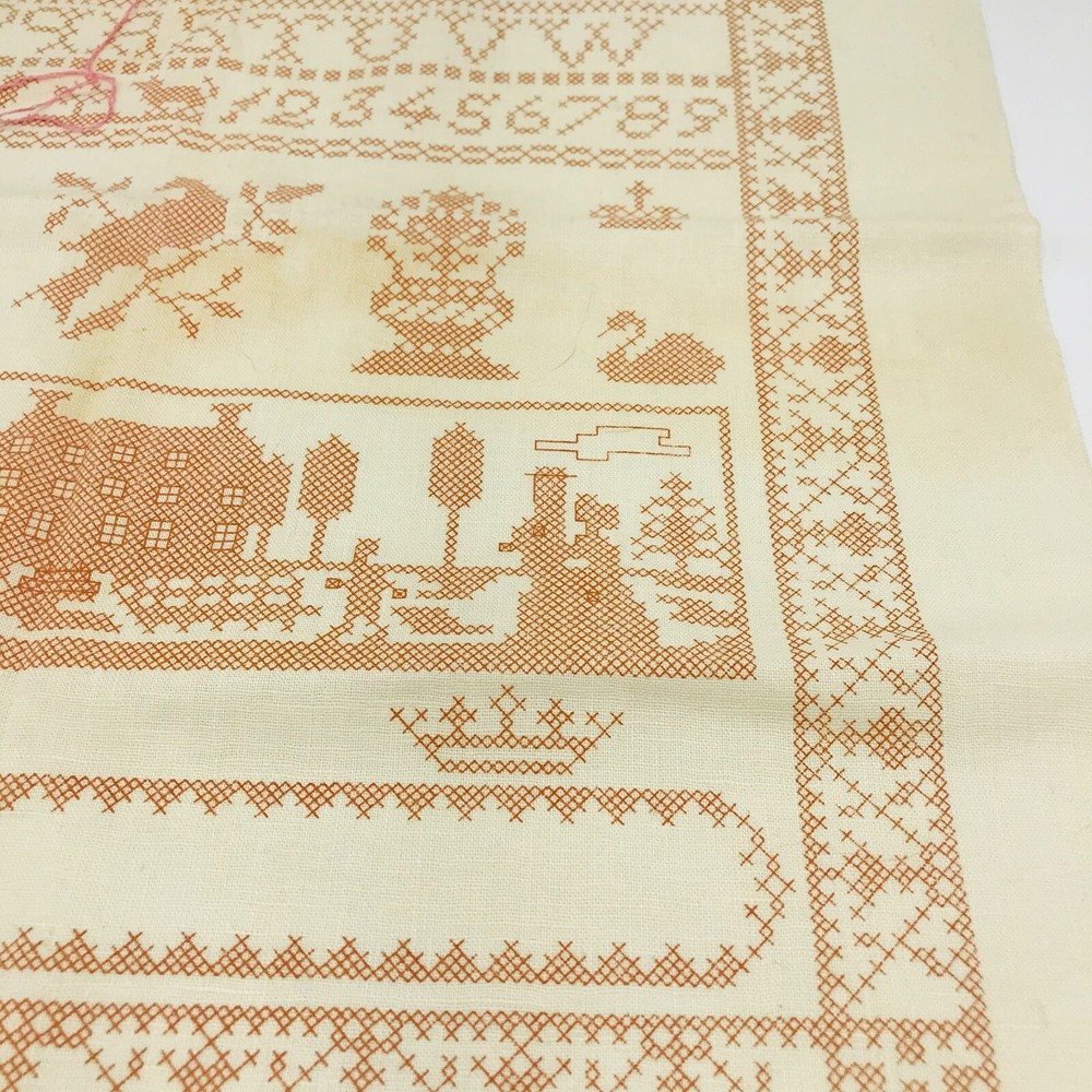 Vintage Needles N' Hoops Sampler Needlepoint Pattern Folk Art Primitive