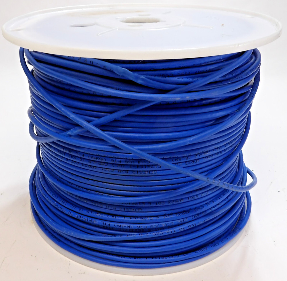 Genesis 63611106 CAT6 Plenum Cable 23/4 Solid BC UTP CMP FT6 Blue 1000' Spool